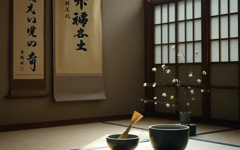 茶室の炉と掛軸
